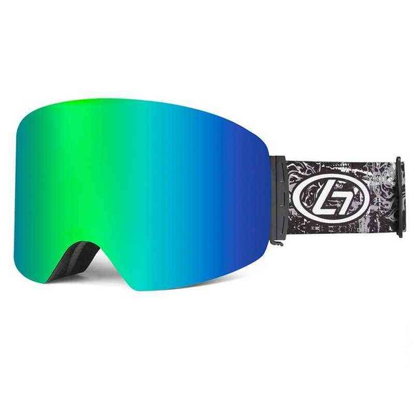 

outdoor cylindrical magnetic skiing ski goggles snowboard snow eyewear anti-fog ski mask glasses full revo coating uv protection 220110
