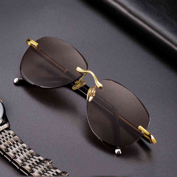 

design glasses vintage rimless sunglasses men women natural crystal stone lens driving sun glasses retro pilot sunglass man uv400 oculos de, White;black