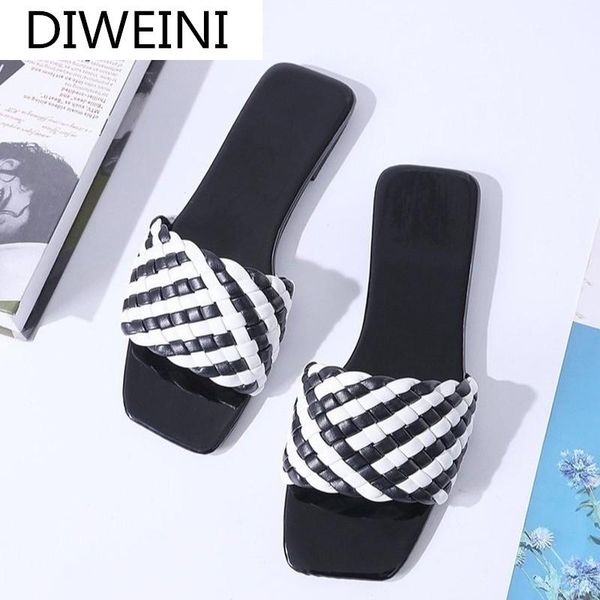 

slippers women 2021 summer slides open toe flat casual shoes leisure slip-on sweet sandals female beach zapatillas mujer, Black