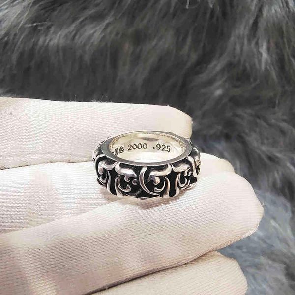 

luxury party favor chrome/hearts rings high version ch sterling silver crowheart eternal rattan ring male punk female hip hop c