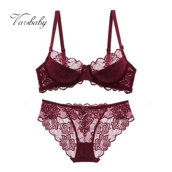 

varsbaby women's lace underwire underwear push up back closure bra sets 210122, Red;black