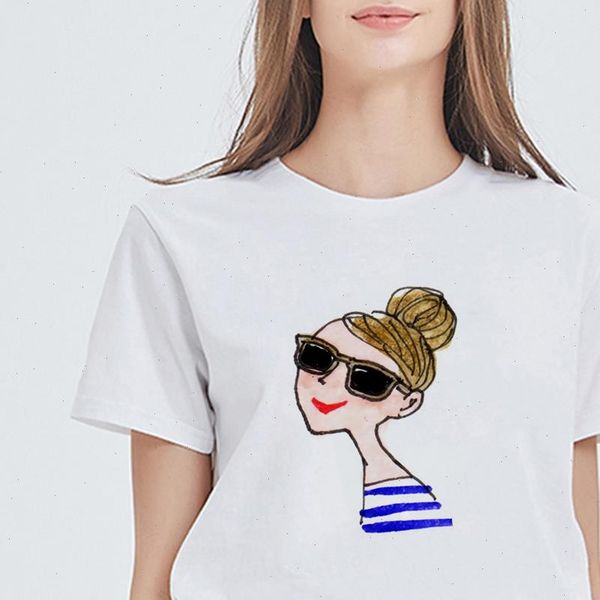 

fashion women t shirt cool girl printed female t shirts streetwear female tee plus size, White