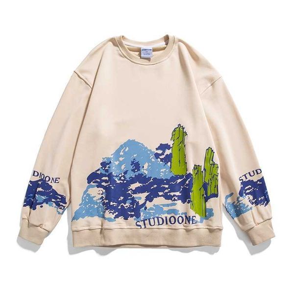 

chumo 2021 autumn printed round neck sweater hip hop fashion brand loose couple casual for men, Black