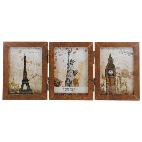 

1pc simple three hinged p frame wooden hinged picture frame for gift