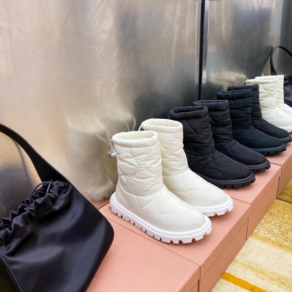 

boots soft warm down for women drawstring ankle 2021 winter snow black white flats lovely designer shoes