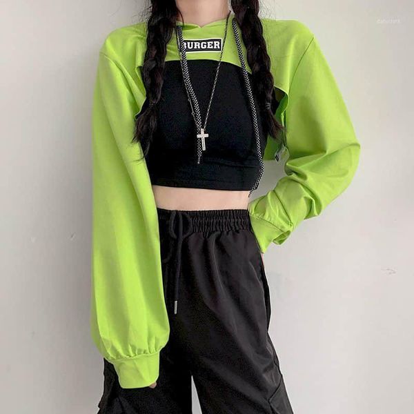 

summer spring autumn casual long sleeve korean punk sweatshirts shirts for women goth bm style hooded solid vintage women's t-shirt, White