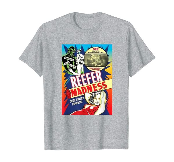 

funny reefer madness posters vintage movie retro tshirt gift t-shirt, White;black