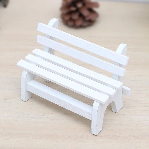 

decorative objects & figurines 1pc cute mini white bench fairy garden doll chairs wooden moss decor miniatures micro landscape accessories