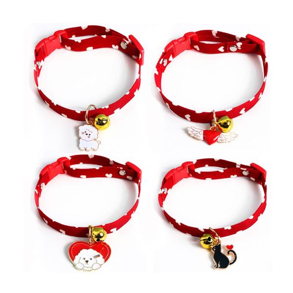 

cat collars & leads love polka dot bow pet supplies collar necklace and print adjustable teddy dog pendant bell