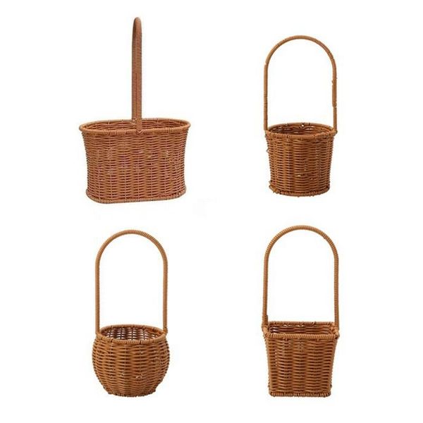 

planters & pots handmade rattan basket with handle for home flower arrangement dry flowers green plants woven storage baskets decor