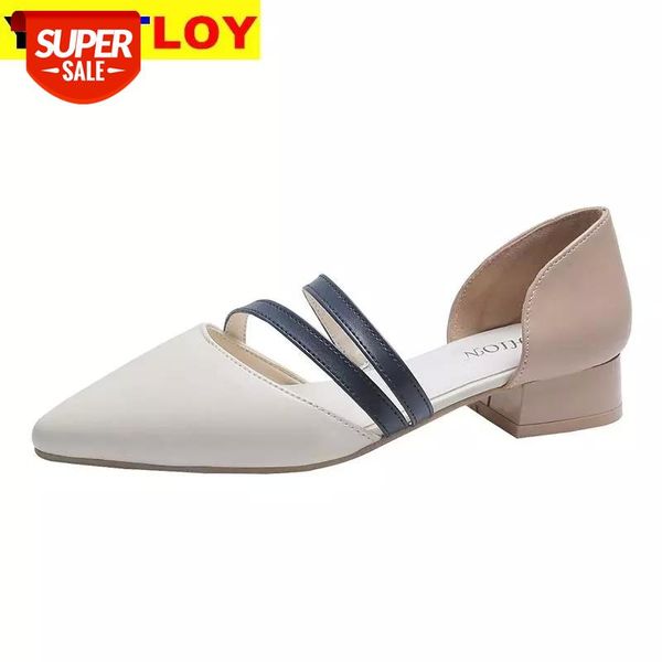 

2020 news spring summer women's shoes shallow-mouthed belt shoes pointed casual sandals 34-41 #f596, Black