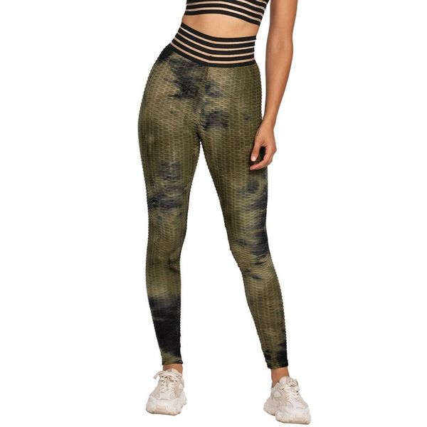 

women's tie-dye breathable hip lifting exercise bubble yoga pants leggings for fitness sweatpants female running sport gym, White;red