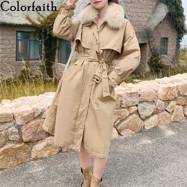 

colorfaith new autumn winter women long jacket removable quilted parkas high-quality lace up oversize hooded coat co806 201014, Black