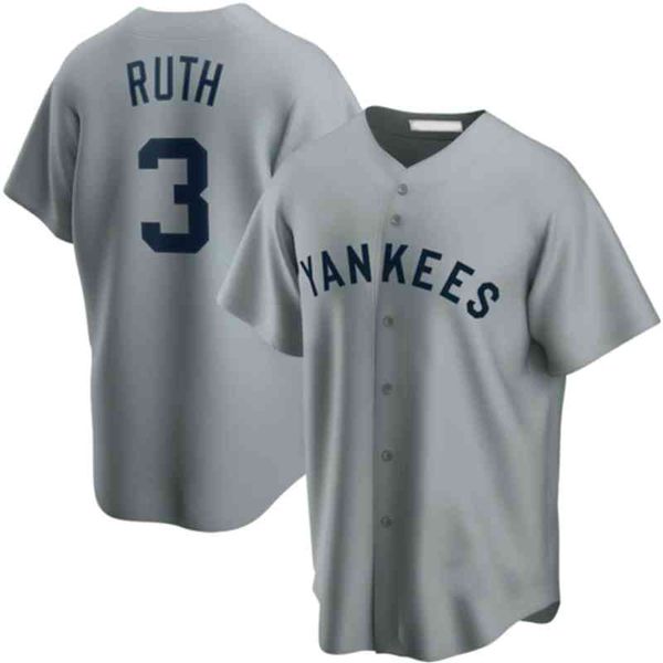 

babe ruth #3 ny aop baseball jersey xs-6xl, Black