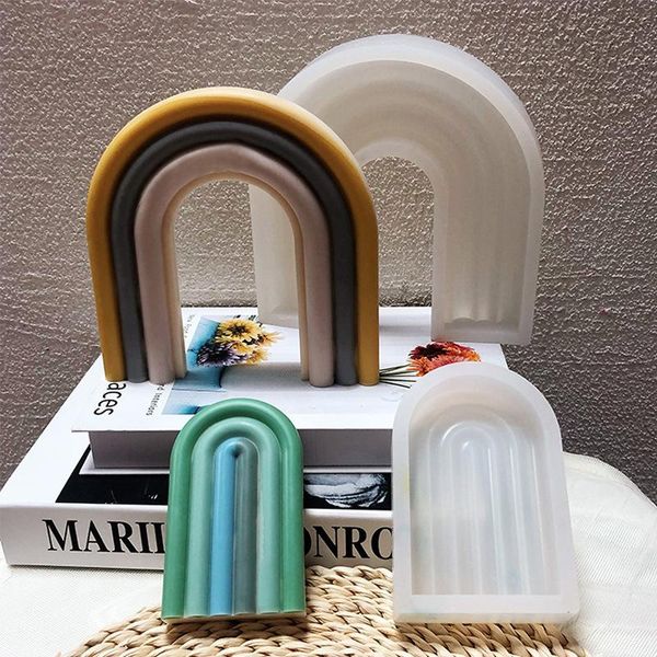 

craft tools custom design diy cute fluted swirl irregular shape candle mould twist ripple fancy boho rainbow arch silicone mold