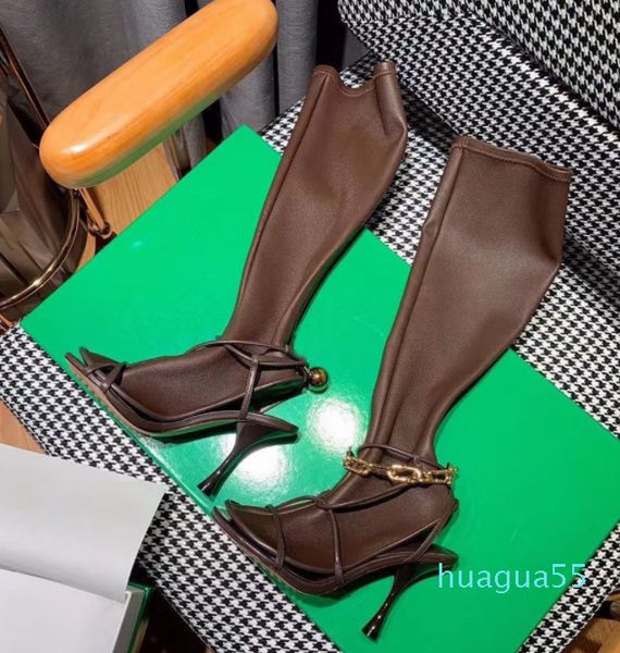

latest women's boots two shoes sandals + boot made of elastic sheepskin high heels size 35-41 3793, Black