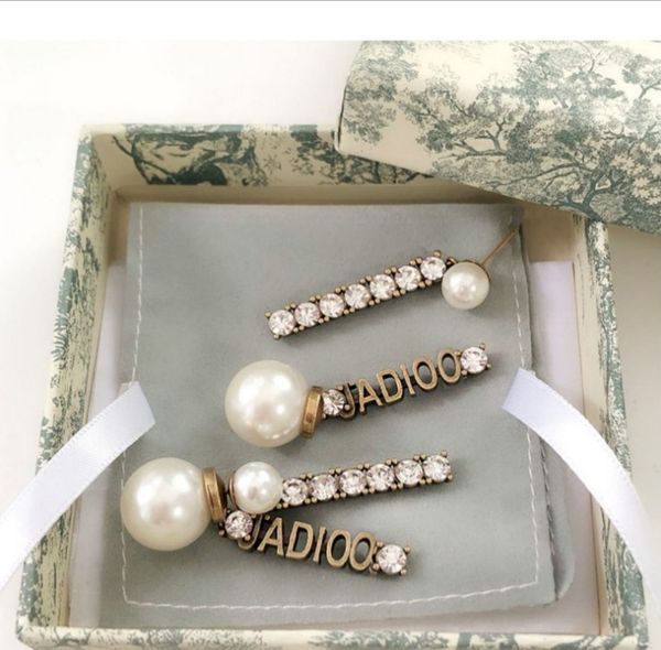 

70% off d ja letter classic diamond inlaid pearl earrings precision version 925 silver needle earrings anti allergy earrings female, Golden