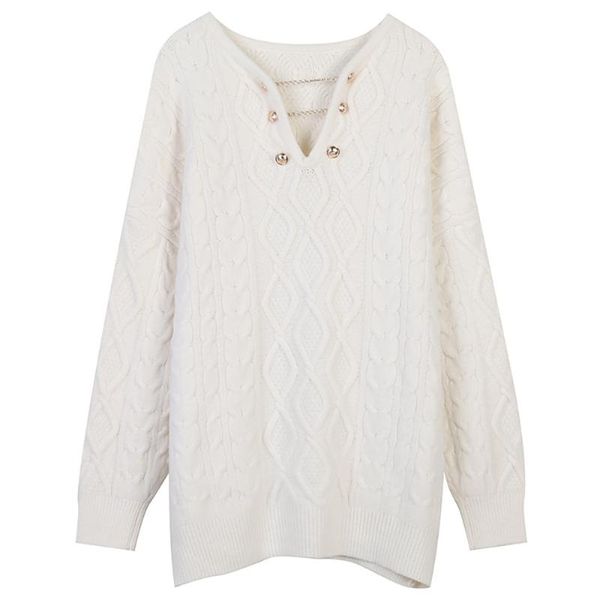 

women's sweaters lazy casual oversized sweater autumn winter 2021 long sleeve white versatile foreign style twist knit thick warm top, White;black