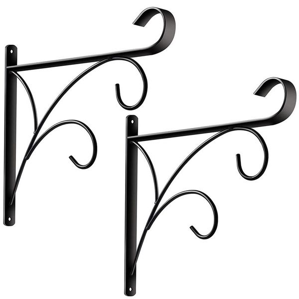 

hooks & rails plant hangers outdoor 2 pack - hanger brackets bird feeder for hanging baskets, wind chimes