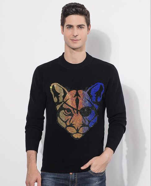 

2021 new warm diamond stone sweater mens sweaters slim fit pullover men knitwear pull homme yf2y, White;black