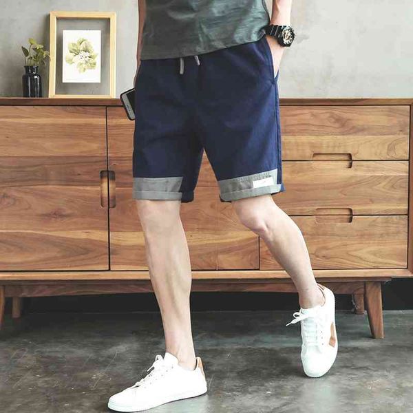 

summer color matching work clothes casual shorts loose korean version harajuku fashion brand trend 5-point pants men's, White;black