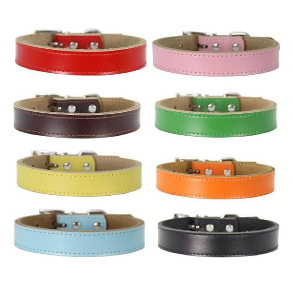 

dog collars & leashes genuine leather collar adjustable chihuahua small cat neck buckle lead perro petshopxs-xl