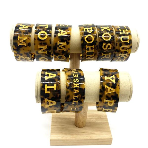 

bangle fashion tortoiseshell cuff bangles with gold flowers island names bracelets for girls women nice wear, Black