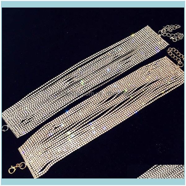 

chains necklaces & pendants jewelrychains rhinestone choker crystal maxi statement necklace multilayer wedding chokers fashion jewelry aesso, Silver