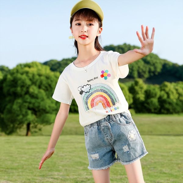 

New Girls Babys Kids T-shirt Outwear 2022 O Neck Spring Summer Overcoat Top Sport Princess Toddler Childrens Clothing, White