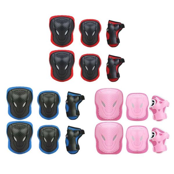 

6pcs/ set children knee/elbow pads protective gears for skateboard bicycle ice inline roller skate protector kids scooter, Black;gray