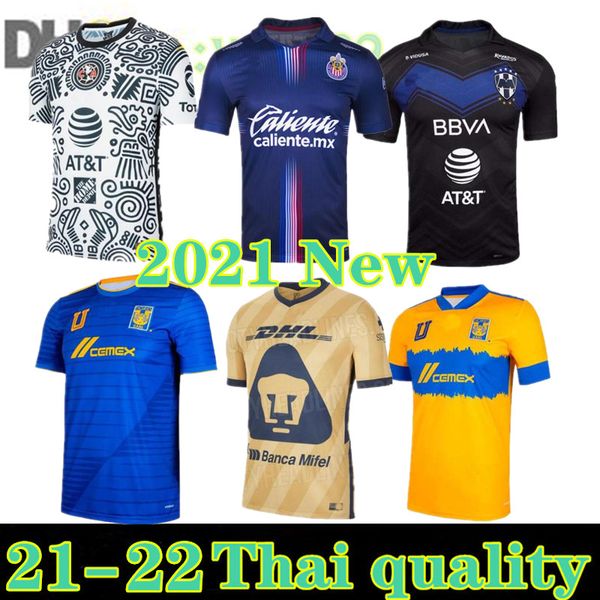 

tigres liga mx 21 22 club america soccer jerseys leon third 2021 2022 camisetas tijuana tigres unam chivas cruz azul 3rd football shirts, Black