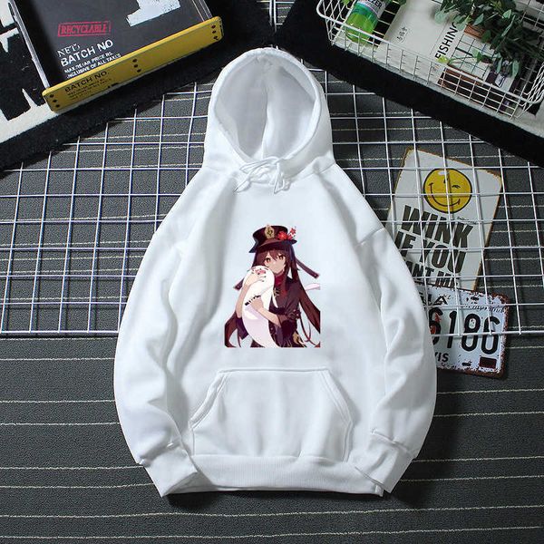 Jogo quente Genshin Impacto Hu Tao Imprimir Kawaii Hoodies Gráficos Menino / Meninas Hoodies Mulheres Masculineiras Mulheres Gótico Adolescentes Roupas Y0901