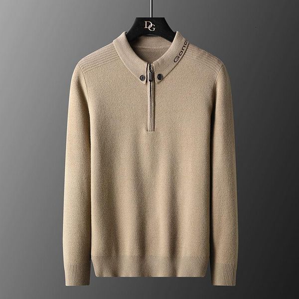

men's sweaters 2021 autumn winter zipper pullover man lapel buttons sweater pulls park knitwear male clothe, White;black