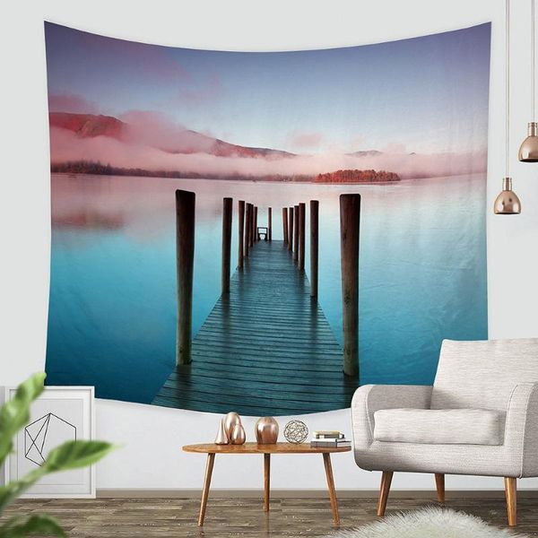 

tapestries architectural landscape tapestry beach wall blanket bohemia decoration macrame hanging fabric polyester fiber bedroom