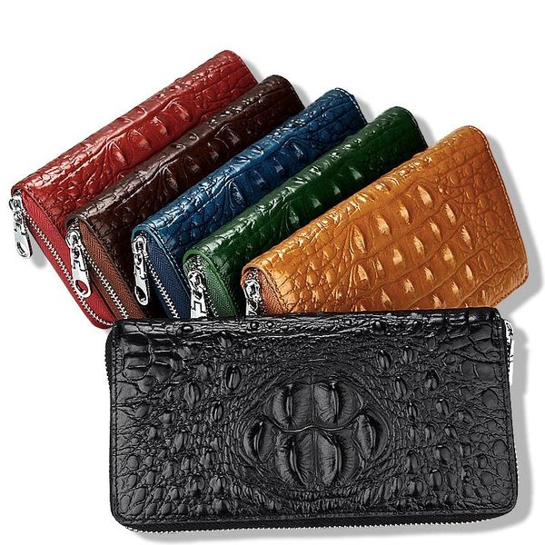 

crocodile pattern long wallet modern city women handbag leather personality classic uninhibited charm purse for man, Red;black