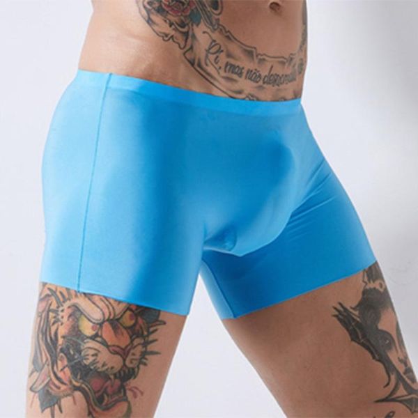 

underpants men viscose seamless transparent briefs ultra-thin breathable boxer, Black;white