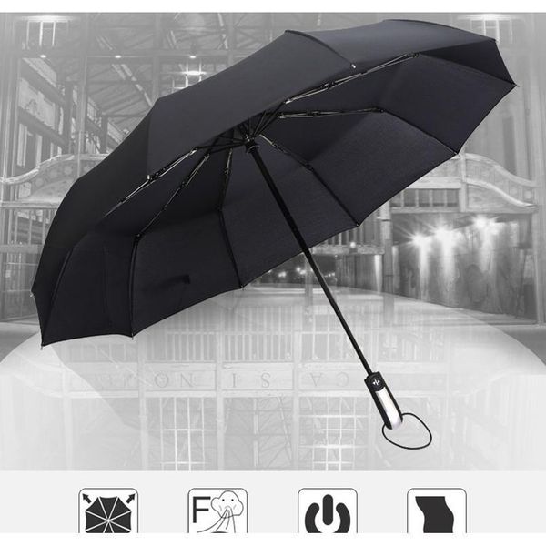 

fully-matic three folding male commercial compact large strong frame windproof 10ribs gentle black umbrella men mal jllxbo