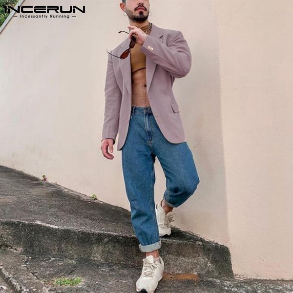 

men's suits & blazers incerun 2021 fashionable blazer casual streetwear loose well fitting male solid comfortable stylish s-5xl, White;black
