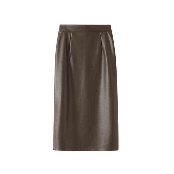 

women autumn pu leather skirt split hem women bodycon skirt high waist women winter skirt femme faldas jupe saia 211120, Black