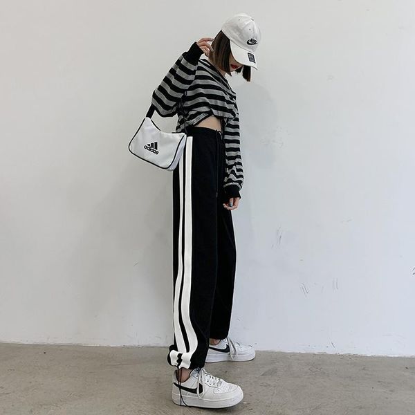 

women's pants & capris official figure gray sports spring and autumn thin loose hundred, Black;white
