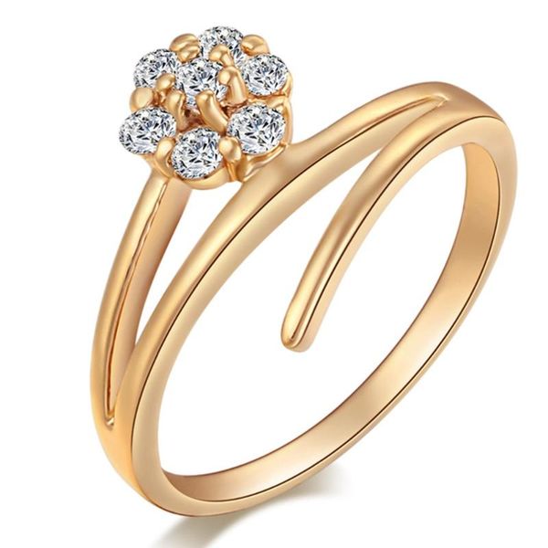 

wedding rings elegant flower austria crystal ring gold color finger classic for women simple jewelry wholesale, Slivery;golden