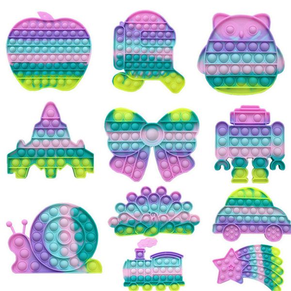 

children's big size fidget toys educational decompression silicone macaron color toy release fingers tension key chain large table toys