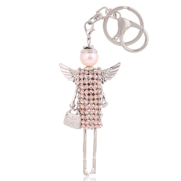

keychains statement rhinestone wings keychain angel key chain 2021 fashion crystal bag pendant women jewelry gift, Silver