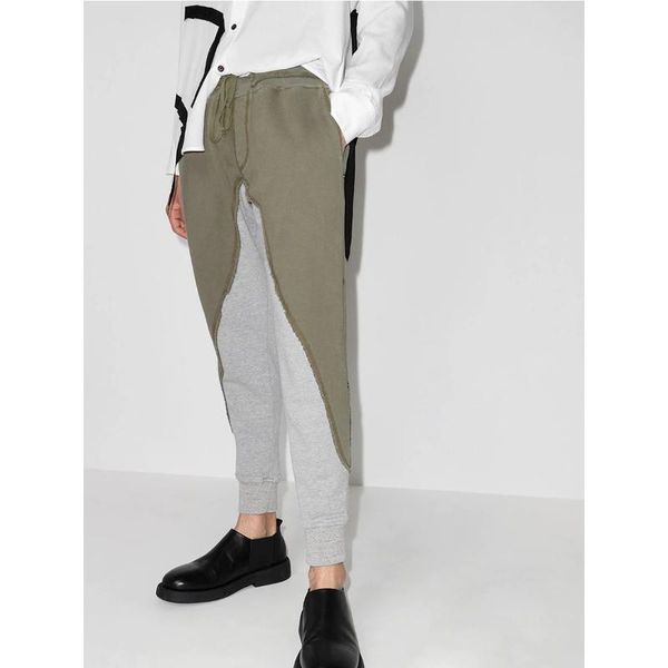 

men's pants 2021 fall winter men's trousers cotton fleece knit color stitching male sweatpants casual pencil ankle lenght, Black