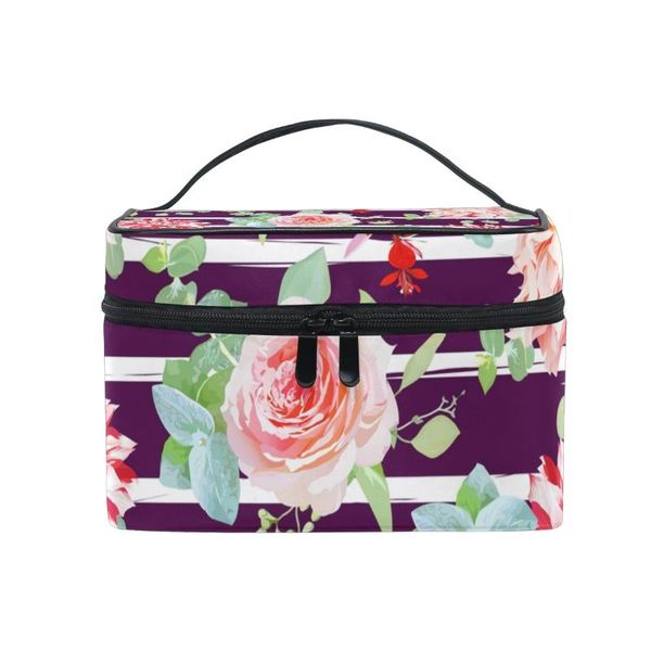 

fengju cosmetic bag portable travel organizer hanging toiletry case storage tote for girls woman roses