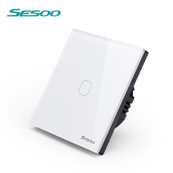 

smart home control sesoo eu standard,touch switch only,1 gang 1 way,wall light touch screen switch,crystal glass panel