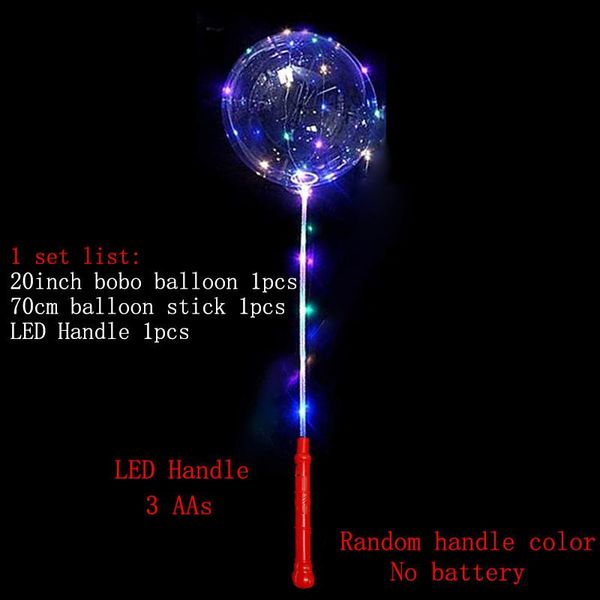 

party decoration 20inch led bubble ball stick kit set luminous glow sticks wedding accessories big transparent balloons 3-section handle