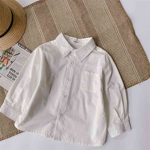 

children's white shirt spring lapel casual kids clothing girl long sleeve blouse 210702, White;black