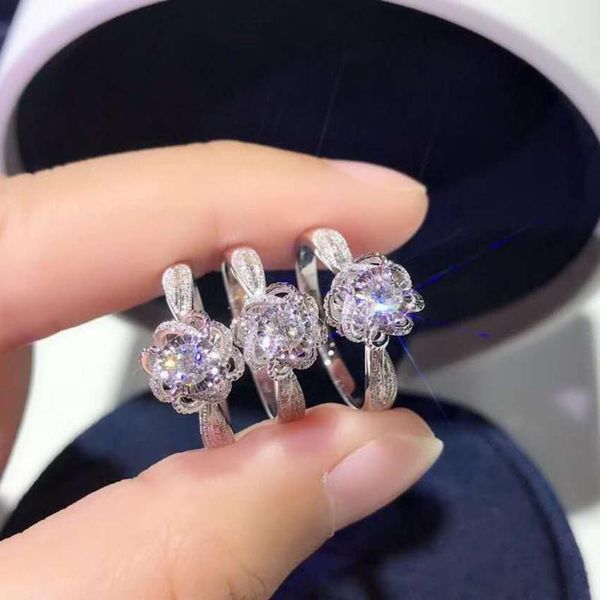 

wedding rings engagement hollow floral cubic zirconia finger ring bridal jewelry gift drop, Slivery;golden