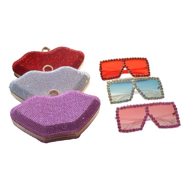 

waist bags evening dinner handbag shiny lips clutch bag sparkly crossbody rhinestone banquet wedding party prom purse